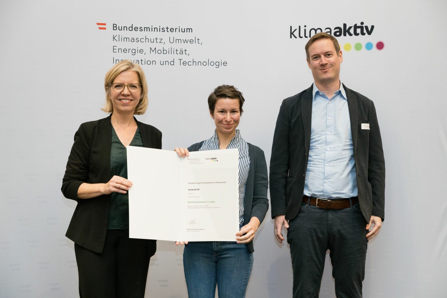 kleinkraft wird von Ministern Leonore Gewesseler ausgezeichnet